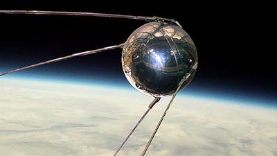 Picture of the first satellite, Sputnik 1.